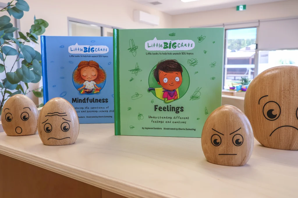 Explore the engaging and educational book collection at Buttercups Perth Childcare, designed to help children learn important life skills such as feelings and mindfulness in a fun and meaningful way.